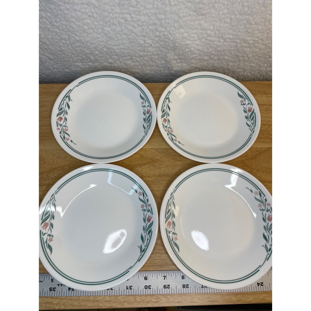 Corelle Rosemarie‎ 6-3/4" Bread Plates 4-Count No Chips / Cracks